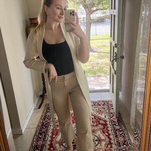 Beige High-Rise Wide Leg Jeans - Women's Beige Jeans